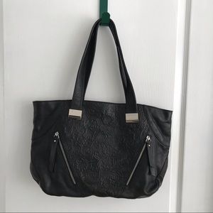 ✨B. Makowsky Large Black Leather Shoulder Bag NWOT